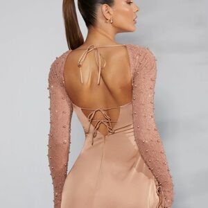 Oh Polly Geneva dress in Beige NWT